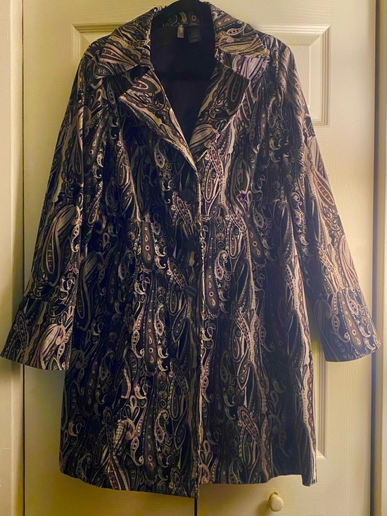 Bisou Bisou Jackets & Blazers - Bisou Bisou Black and Gray Paisley Long Coat